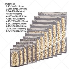 Assorted Sizes Glossy Mylar Foil Clear Front Silver Rear Zip Lock Pouch Bag M