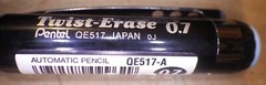 2 Pentel® Twist-Erase Mechanical Pencils, 0.7 mm, Black Barrel QE517-A NEW