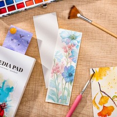 Prudiut 60 Pcs Watercolor Bookmarks, 140 lb/300 GSM 1.9 x 5.9 inches, white