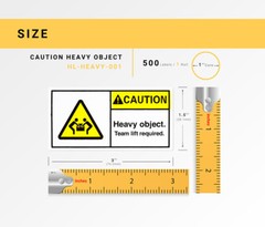 14 rolls 500 labels per roll 3”x1.5” CAUTION HEAVY OBJECT TEAM LIFT REQ. Labels