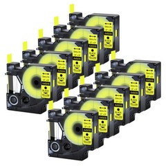 10 Pack 45018 Black Yellow Label Tape for DYMO D1 LabelPoint 100 150 200 250 300