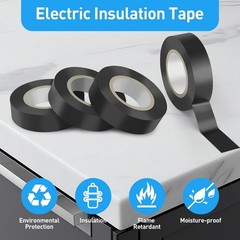 4 Pack 0.75In X 66Ft Black Electrical Tape 600V Insulation Wire Tape, Waterproof