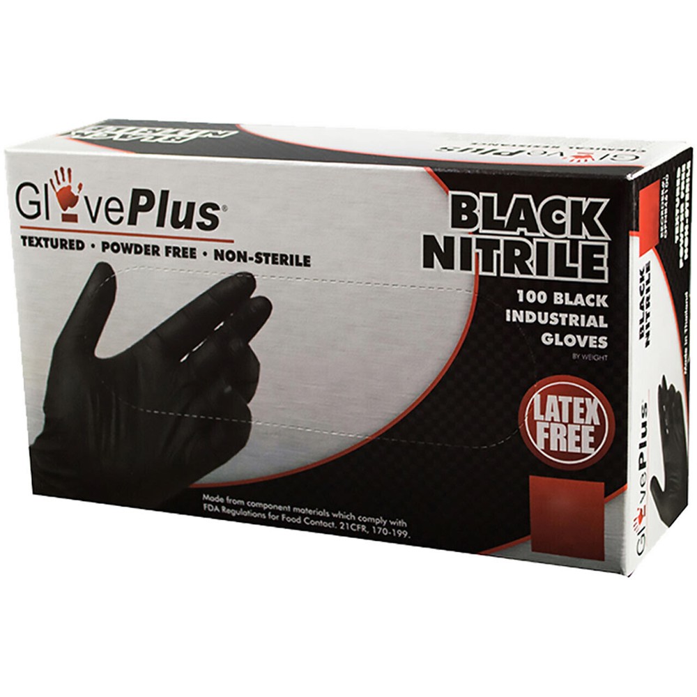 GlovePlus Black Nitrile Gloves – 100/box