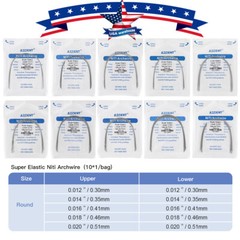 10PCS AZDENT Dental Orthodontic Super Elastic Niti Round Arch Wire Nature Form