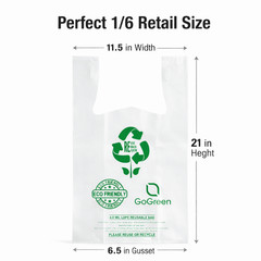1/6 Clear Heavy-Duty Plastic T-Shirt Bags 4 Mil Reusable Grocery Shopping 21×6.