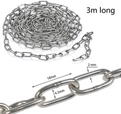SUS304 Stainless Steel Utility Chain 9.8FT Light Duty for Hanging Camping