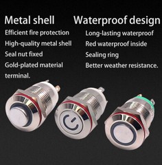 12mm Metal Push Button Switches Latching Momentary ON/OFF Illuminated Waterproof