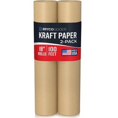 Bryco Goods Pack of 2 Brown Kraft Packing Paper Rolls 18″ x 100′ 1200” Movi…