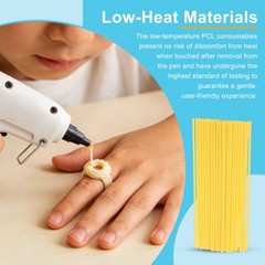 3D Pen Printer Filament Refill, Dark Yellow PCL Eco-Filament Strands Pack of 50