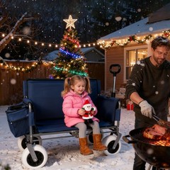 500lbs Heavy Duty 3-in-1 Folding Wagon Cart with Bench Seat & All-Terrain Wheels