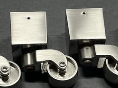New Set (4) Nickel/Brushed Metal Square Cup Swivel Furniture Casters