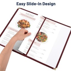 WeChef 20pc 8.5×14″ Menu Cover 4 Page 8 View Corner Stitch Restaurant Cafe