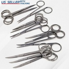 12 Pcs IRIS Scissors 4.5″ Straight + Curved Surgical Dental Instruments New