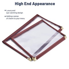 WeChef 20pc 8.5×14″ Menu Cover 4 Page 8 View Corner Stitch Restaurant Cafe
