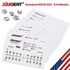 10 Packs Dental Orthodontic Brackets Metal Braces Standard Roth 022 Hooks 3-4-5