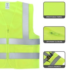 Solid Mesh High Visibility Safety Vest, ANSI/ ISEA 107-2010/ 2 pack