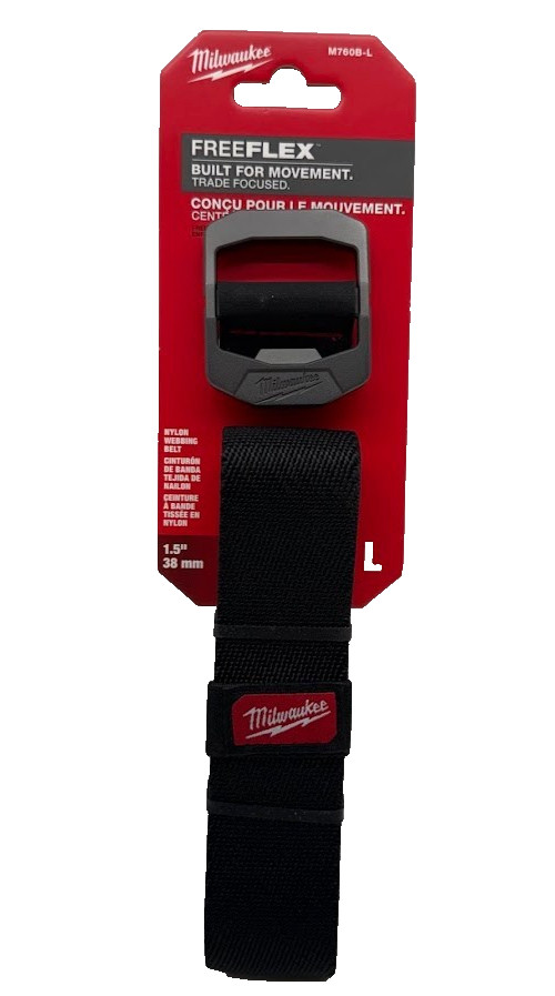 Milwaukee FREEFLEX 1.5 in. Nylon Webbing Belt (Large, Built-In Stretch)