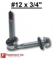 #12-14 x 3/4″ Hex Rubber Washer Self Drilling Screws Roofing Siding 5/16″ Drive