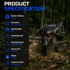 Handy Raytree 48″ Mini Skid Steer Drum Forestry Mulcher Extreme Duty wide cut