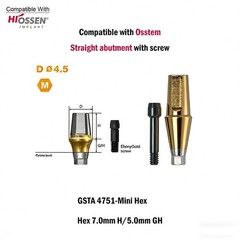 Dental Titanium Cemented straight abutment fits to Osstem Hiossen Mini Regular