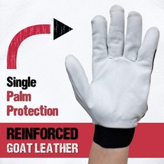 Wing Thumb with Reinforced Finger Protection Gloves, White/Black (1 Pair)
