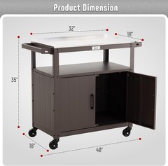 Outdoor Grill Cart with Stainless Steel Tabletop and Storage Cabinet,Movable Kit