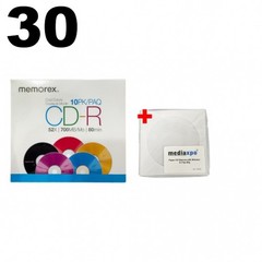 30 Memorex Cool Colors 52X CD-R 80min 700MB /w Slim CD Jewel Case & 100 PS