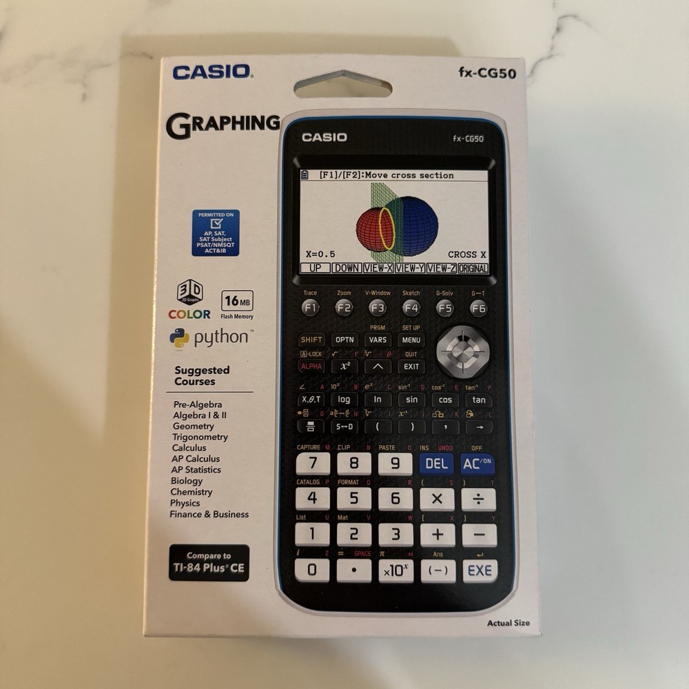 Casio FX-CG50 High-Resolution Python 3D Color Graphing Calculator – Black New