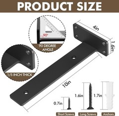 Heavy Duty Black Shelf Brackets 6 Pack Industrial Floating Wall Mount Fast Ship