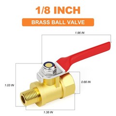 5PCS 1/8 Inch Brass Mini Ball Valve, Shut Off Valve, 1/8 Inch Male x Female NPT