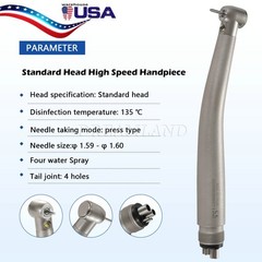 NSK Style Dental LED E-generator Fiber Optic 4 Spray Handpiece 4H Standard Head