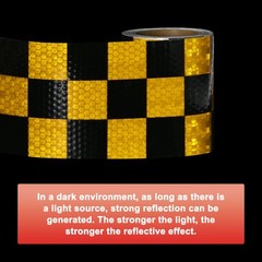 Reflective Tape, 4 Inch x 10 Feet Square Dark Yellow & Black Waterproof Tape