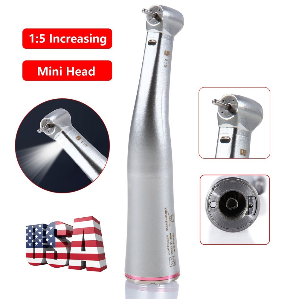 NSK Ti-MAX X95L Style Dental 1:5LED Fiber Optic Contra Angle Handpiece Red Ring