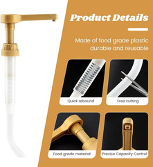 2Pcs 64oz Sauce Pump Dispenser for Syrups & Sauces – Gold & White