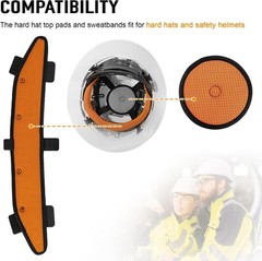 Hard Hat Sweatband and Top Pad for Safety Helmet, Washable Hard Hat Cooling