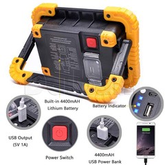 Portable LED Work Light Rectangle 10W COB 750 Lumen. 4400mAh High Low SOS Mode