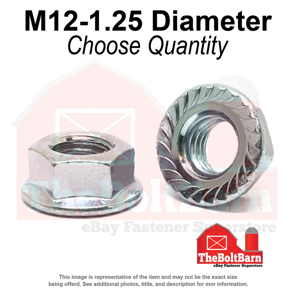 M12-1.25 Class 10 JIS Hex Flange Nuts Zinc Fine Thread (Pick Quantity)