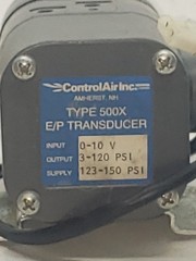 CONTROL AIR TYPE 500X E/P TRANSDUCER IP 0-10V OP 3-120 PSI SUPPLY 123-150 PSI