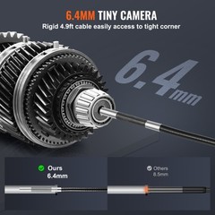 Borescope Endoscope Two-Way 180° Articulating 5″ IPS 8X Zoom 6.4mm Lens