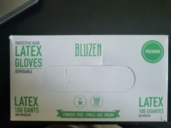 BLUZEN Disposable Latex Gloves Premium Medium single use cream Powder Free x100 