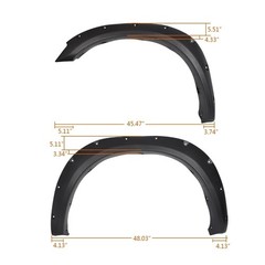 Fender Flares 4PCS for Ram 2500/3500 2010-2018 Black Paintable Matte Textured