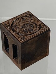 C Antique Ornate Floral Capital Letter “C” Printing Block Copper on Metal
