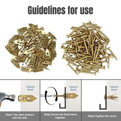 90PCS Self Drilling Drywall Anchors with Screws Kit, Silver Gold Finish