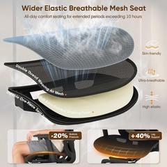 Office Chair with Footrest, 135° Reclining Desk Chair with Adjustable Lumbar Sup