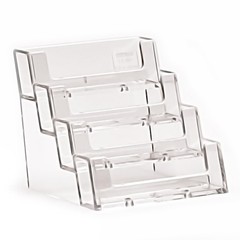 4-Pocket Clear Acrylic “deflect-o” Style Counter-Top Business Card Holder