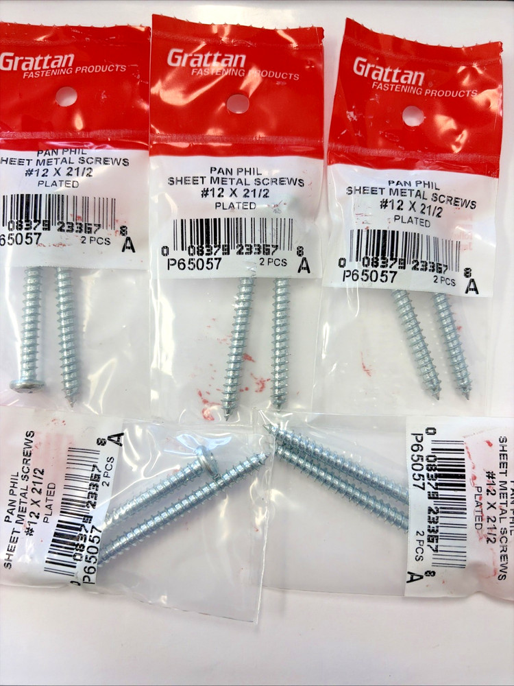 #12 x 2-1/2 Grattan Pan PHIL Sheet Metal Screws P65057 (10 pc pack)