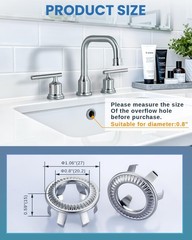 2 Pack Sink Overflow Ring, WOWOW Brass Trim Brushed Nickel