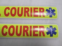 Yellow Red & Blue MEDICAL COURIER Magnetic Signs 3″x24″ 1 Pair 4 Car Truck SUV