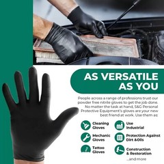 S&G Black Diamond Nitrile Gloves Powder Latex Free 6 Mil 100pcs M/L/XL