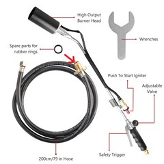 Portable Propane Torch Weed Burner Ice Snow Melter Outdoor Flame Thrower w/ Hose